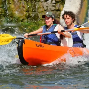 Two people on the 8km descent of the Ardèche river